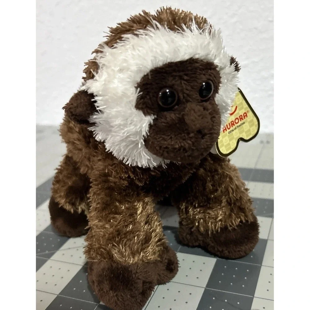 Aurora World Brown Gibbon Monkey Ape Chimp Floppy Stuffed Animal Plush 5 inch